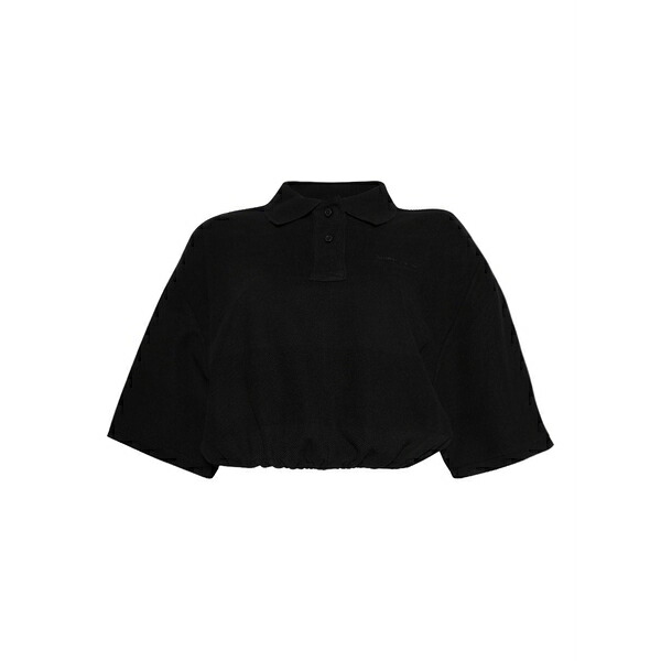 アレキサンダーワン レディース スポーツシャツ トップス Cropped polo shirt Black