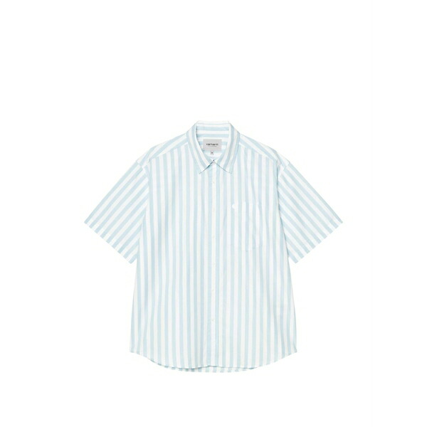 鉄道車両ハート型 メンズ ティーシャツ トップス S/s royce striped pocket shirt Blue メンズファッション-カジュアルシャツ-トップス