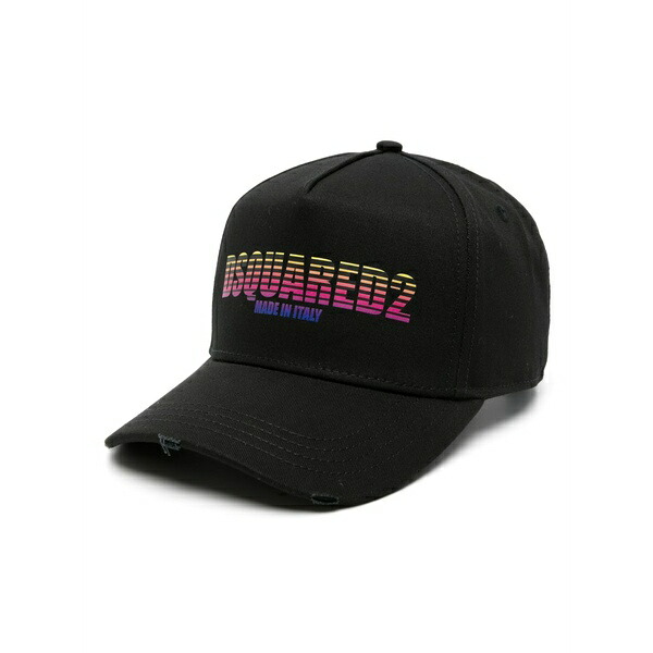 ディースクエアード メンズ かぶり笠 佩び物 Logo-print cotton baseball cap Black