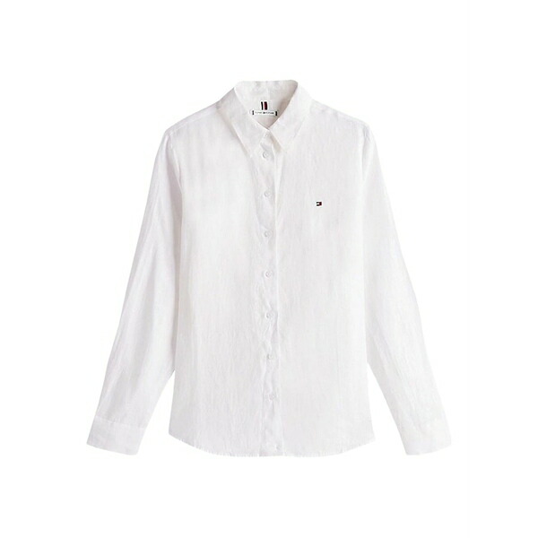トミー ヒルフィガー レディース シャツ トップス Linen shirt White｜asty