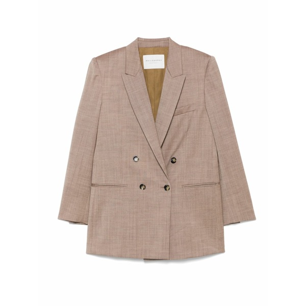 フィロソフィーデロレンゾセラフィーニ レディース ジャケット＆ブルゾン アウター Double-breasted blazer Brown｜asty
