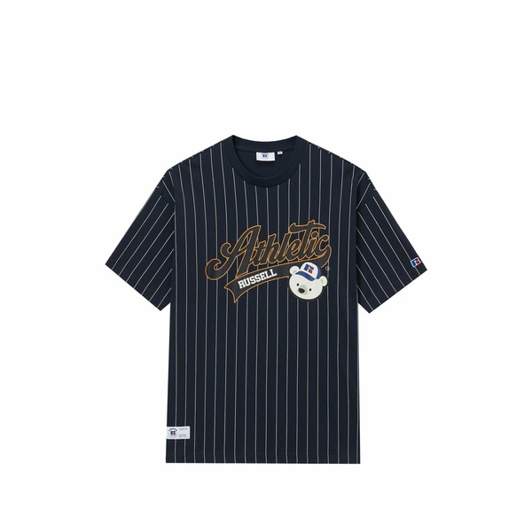 チョコレート メンズ Tシャツ トップス Pinstripe t-shirt Blue｜asty