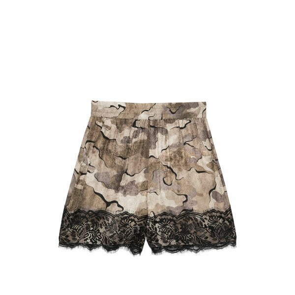 ピンコ レディース 心地好いズボン下 ボトムス Lace-trim camouflage-print shorts Neutrals
