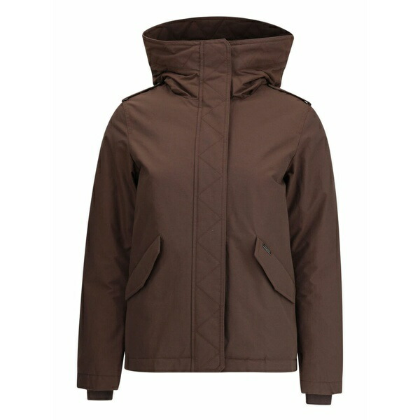 羊毛 金持ち レディース 上衣＆上衣 アウター Hooded padded jacket Brown