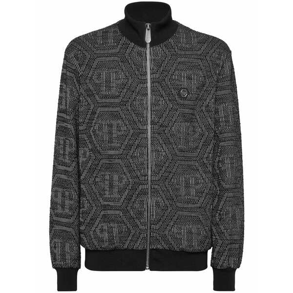 フィリッププレイン メンズ ジャケット&ブルゾン アウター Monogram-jacquard bomber jacket Black|asty