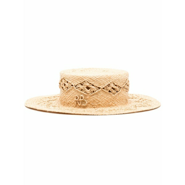ラスランバジンスキー レディース かぶり笠 添え物 Appliqu??-logo straw hat Neutrals