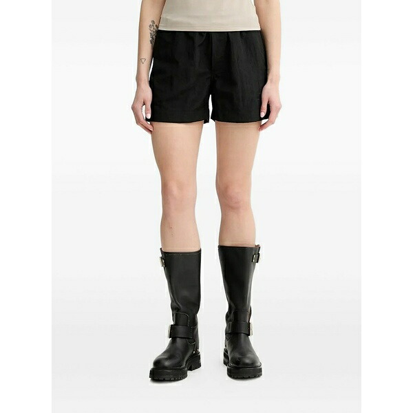 ウォン御手々赤いこと レディース 心地好いズボン下 ボトムス Elastic-waistband pull-on shorts Black