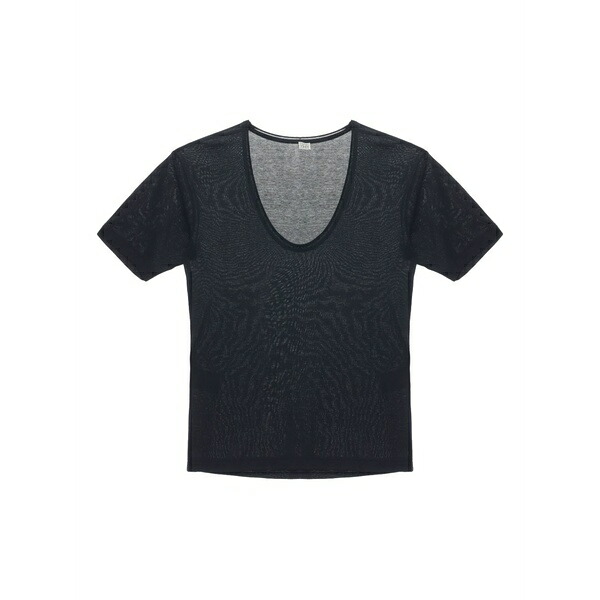 トーテム レディース Tシャツ トップス Scoop-neck t-shirt Black|asty