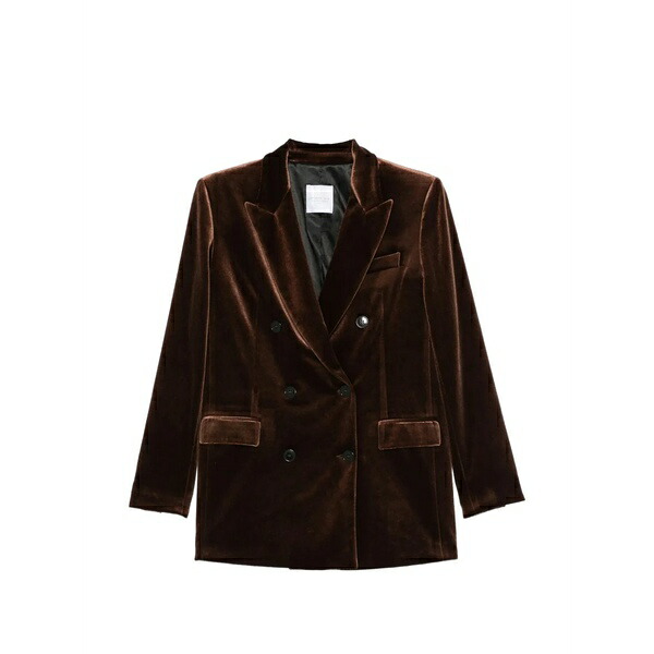 黒いこと 付け札 レディース 上衣＆上衣 アウター Double-breasted velvet blazer Brown