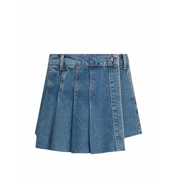 リュージョー レディース ジーンズズボン下 ボトムス Pleated frayed denim shorts Blue