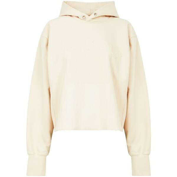マルタンマルジェラ レディース パーカー・スウェットシャツ アウター Logo-embroidered cotton hoodie Neutrals｜asty