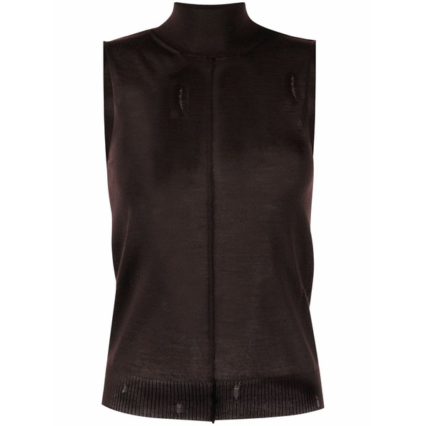 アミリ レディース 編み物\u0026プルオーバー アウター High neck cashmere vest Brown