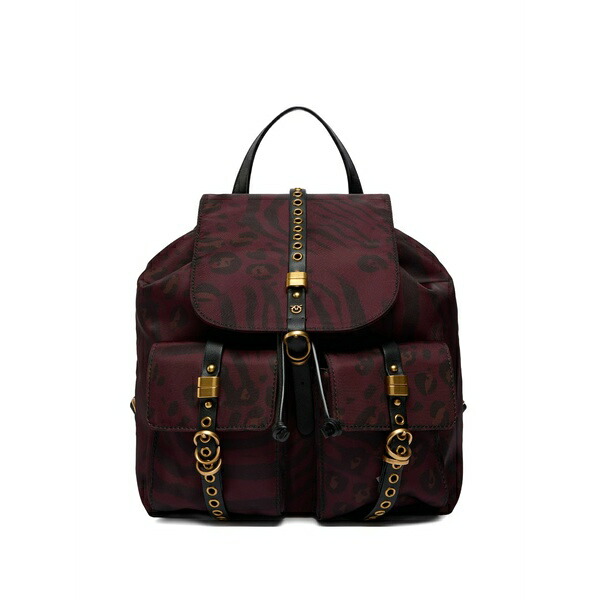 ピンコ レディース うしろ側容器に並べる・背嚢 御徒面子 Patterned-flap lambskin backpack Red