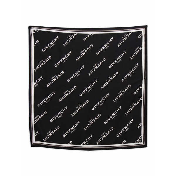 ジバンシー レディース えり巻き・袈裟・えり巻き 付属物 Logo-pattern silk scarf Black