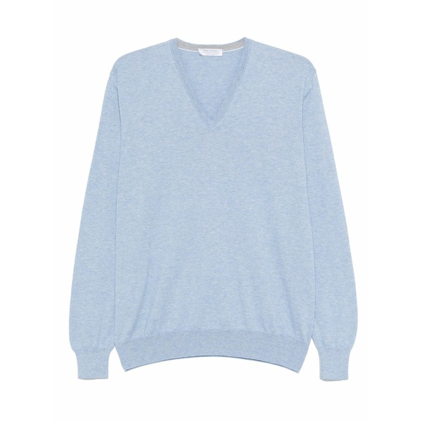グランサッソ メンズ ニット&セーター アウター V-neck sweater Blue｜asty