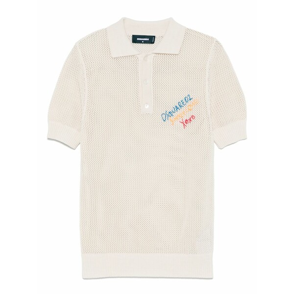 ディースクエアード メンズ ポロシャツ トップス Knit polo shirt Neutrals|asty