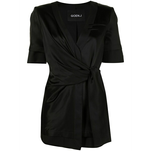 ゴエンジェイ レディース ジャケット&ブルゾン アウター Inside-out short wrap-blazer Black|asty