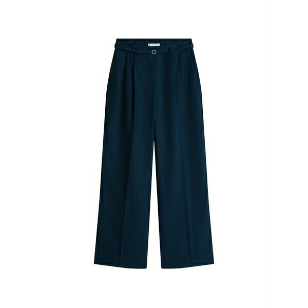 トミー ヒルフィガー レディース カジュアルパンツ ボトムス Belted wide leg trousers Blue|asty