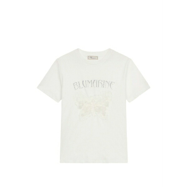 ブルマリン レディース プルオーバー トップス Butterfly-print t-shirt White