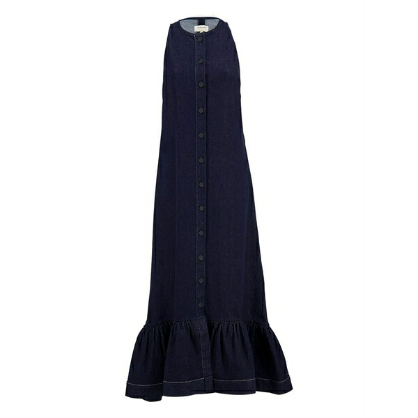 ゼウスプラスディオーニ レディース ワンピース トップス Ruffled denim maxi dress Blue｜asty