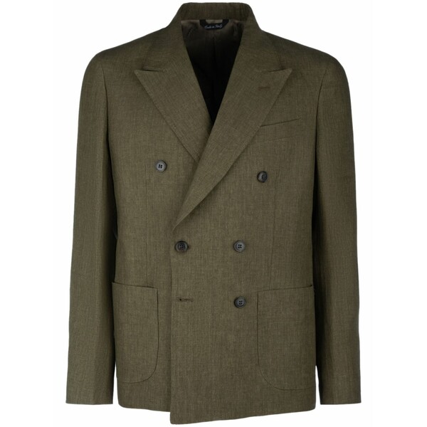 ブライアン・デールズ メンズ ジャケット&ブルゾン アウター Double-breasted blazer Green|asty