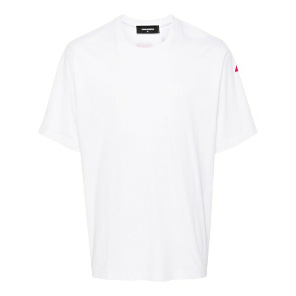 ディースクエアード メンズ プルオーバー トップス Logo-print cotton t-shirt White