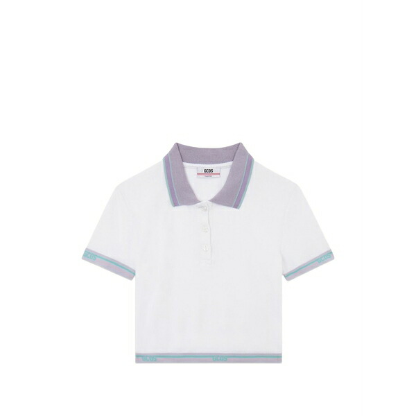 ジーシーディーエス レディース スポーツシャツ トップス Logo-trim polo top White
