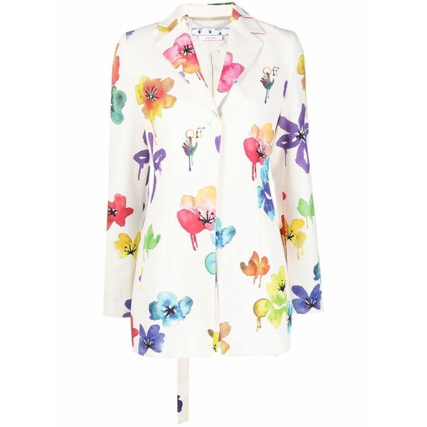 象牙色 レディース 上衣＆上衣 アウター Floral-print single-breasted blazer Neutrals