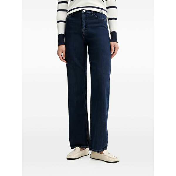 トラサルディ レディース デニムパンツ ボトムス Logo-embroidered jeans Blue｜asty