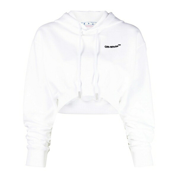 象牙色 レディース パーカー・スウェットシャツ アウター Helvetica cropped hoodie White