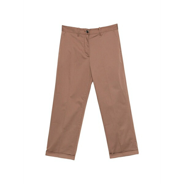 野球クラブ はたご屋 ザ 昼まえ レディース 心地好いズボン下 ボトムス Pressed-crease turn-up trousers Brown