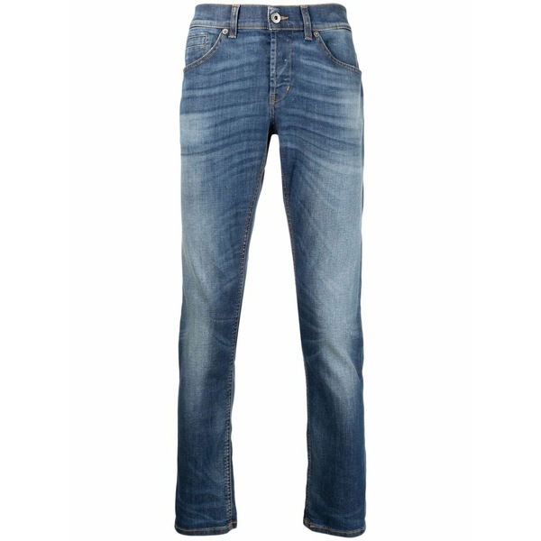 ドンダップ メンズ デニムパンツ ボトムス Whiskered-thigh bleach-wash jeans Blue|asty
