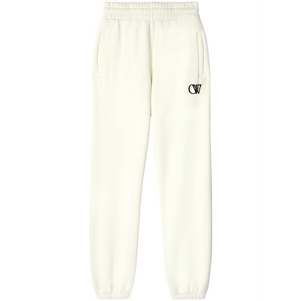 オフホワイト レディース カジュアルパンツ ボトムス Ow-print cotton track pants White|asty