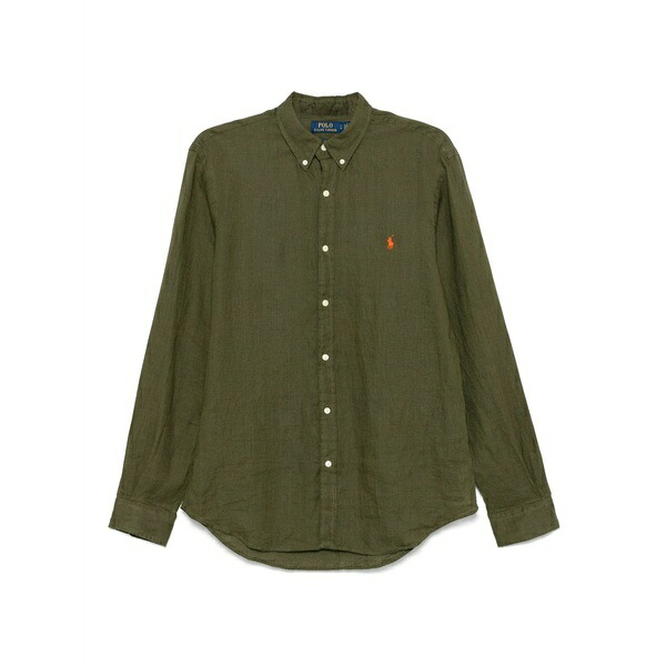 ラルフローレン メンズ プルオーバー トップス Linen shirt  Green