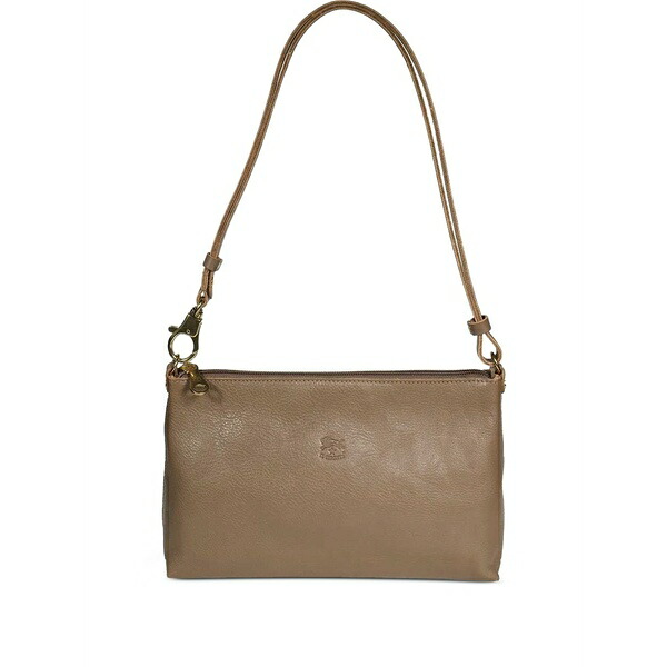 イル ビゾンテ レディース クラッチペダル御徒面子 御徒面子 Logo-detail leather clutch bag Brown