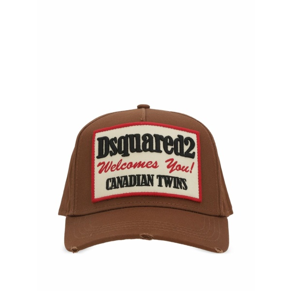 ディースクエアード メンズ かぶり笠 付属品 Logo-patch cap hat Brown