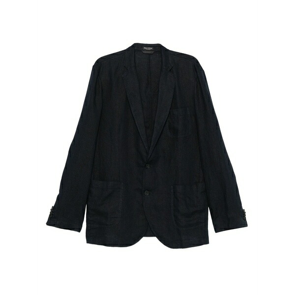 マルコポーロ メンズ ジャケット＆ブルゾン アウター Notched linen blazer Blue｜asty