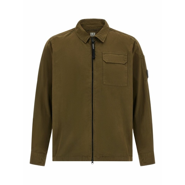 シーピーカンパニー メンズ ジャケット&ブルゾン アウター Zip long-sleeved shirt jacket Green|asty