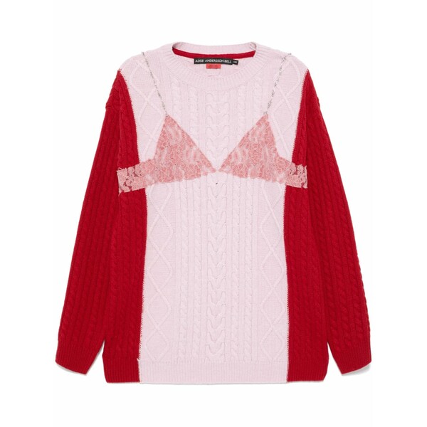 アンダーソン 呼びりん レディース 編み物\u0026スウェーター アウター Lace lingerie jumper Pink