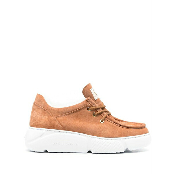 カサディ レディース スニーカー シューズ Shearling-lined mid-top sneakers Brown