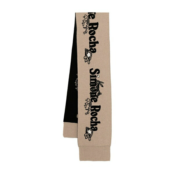 シモーネ・ロシャ メンズ えり巻き・袈裟・えり巻き 付属物 Long graphic logo knit scarves Black
