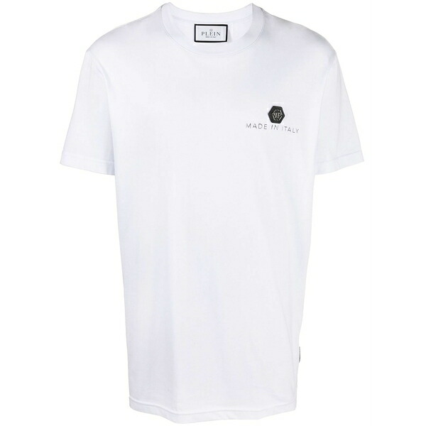 フィリップ飾り気の無い メンズ プルオーバー トップス Logo-print short-sleeve t-shirt  White