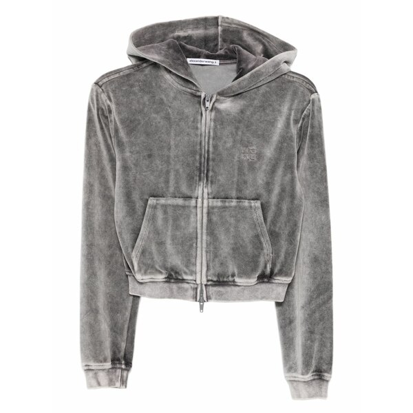 アレキサンダーワン レディース パーカー・スウェットシャツ アウター Zip-up hoodie Grey