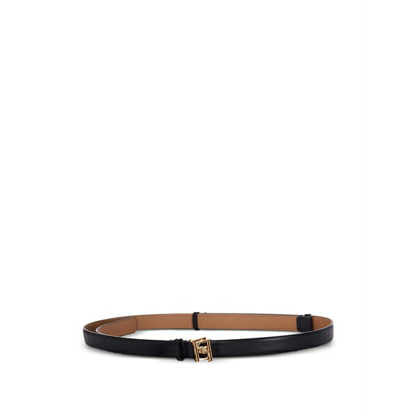 エリザベスフランキ レディース 胴締め 付属物 Logo-buckle belt Black ベルト・サスペンダー-レディースベルト
