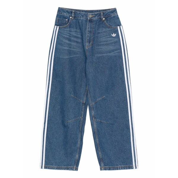 アディダス レディース ジーンズズボン下 ボトムス Striped wide-leg jeans Blue