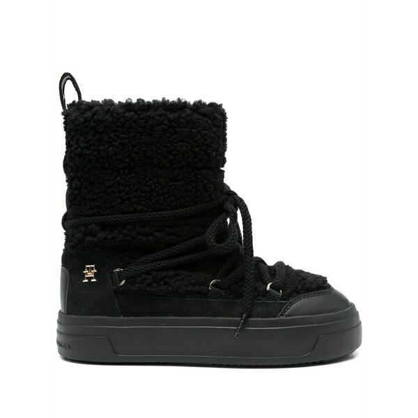 トミー ヒルフィガー レディース ブーツ シューズ Faux-shearling ankle boots  Black