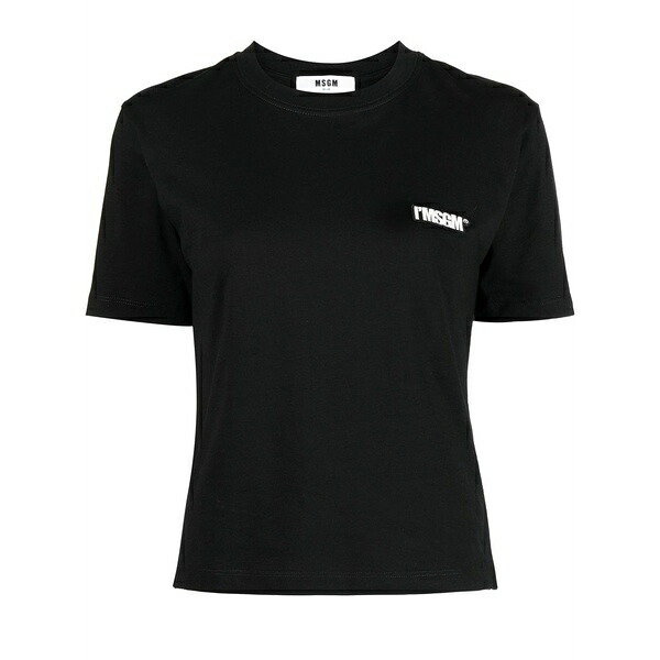 エムエスジイエム レディース プルオーバー トップス Logo-patch short-sleeve t-shirt  Black