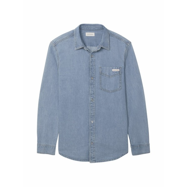 カルバンクライン メンズ シャツ トップス Long-sleeved chest-pocket shirt Blue