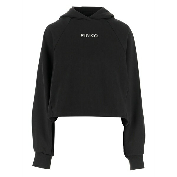 ピンコ レディース パーカー・スウェットシャツ アウター Logo-embroidered hoodie Black