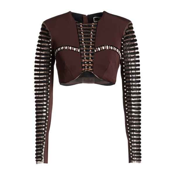 【送料無料】 エリザベスフランキ レディース Tシャツ トップス Tops Brown｜asty